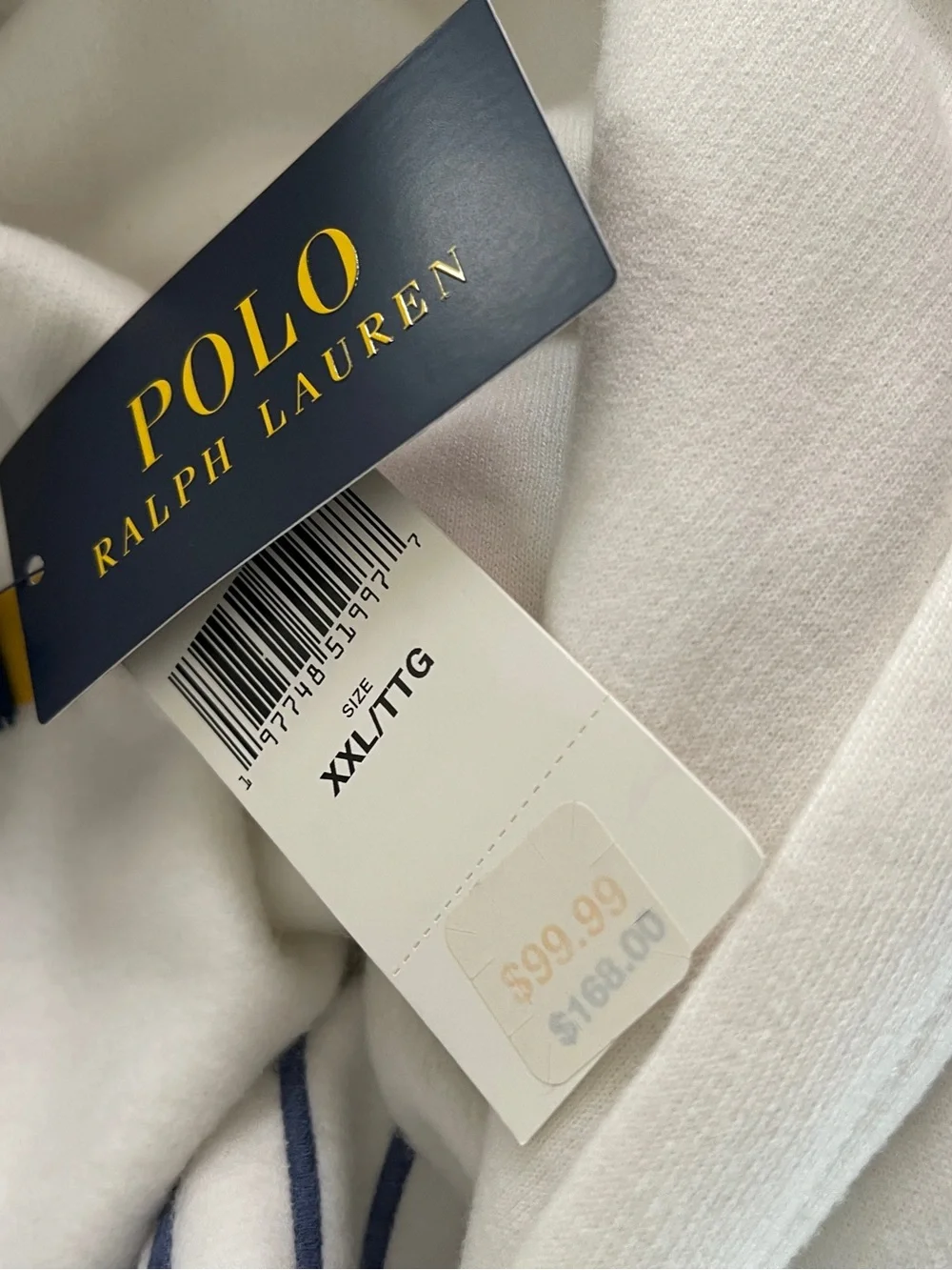 Polo by Ralph Lauren Cream Hoodie with Multicolor Plaid 'POLO' Logo